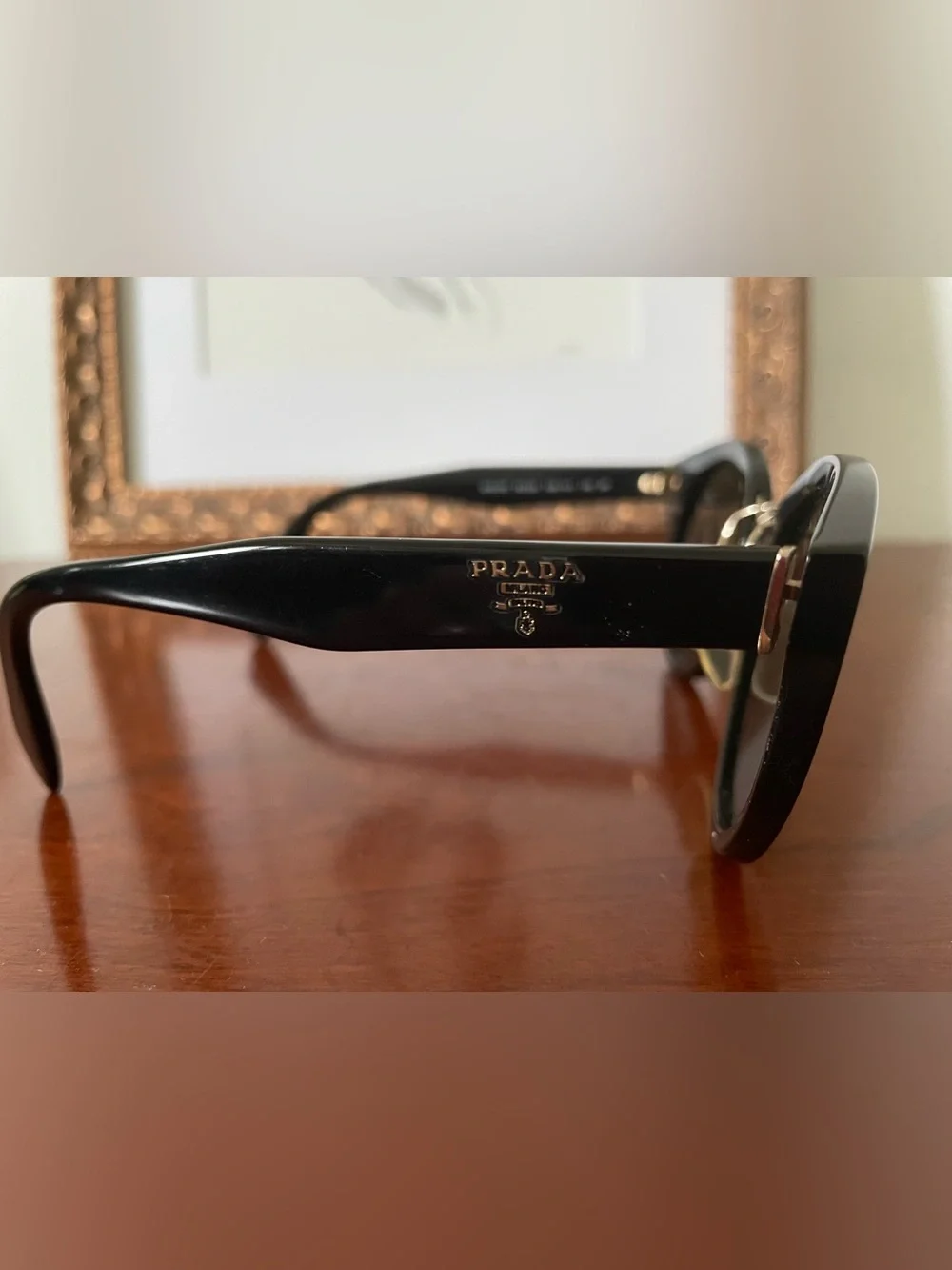 Prada Oversize Round Black Cat Eye Sunglasses (Authentic)